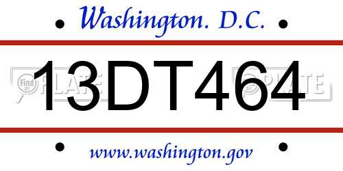 13DT464 District Of Columbia License Plate
