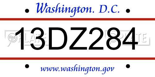 13DZ284 District Of Columbia License Plate