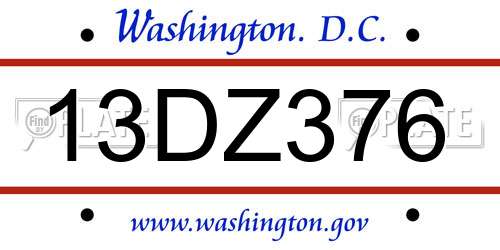 13DZ376 District Of Columbia License Plate