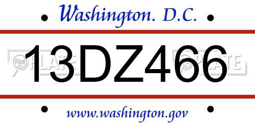 13DZ466 District Of Columbia License Plate