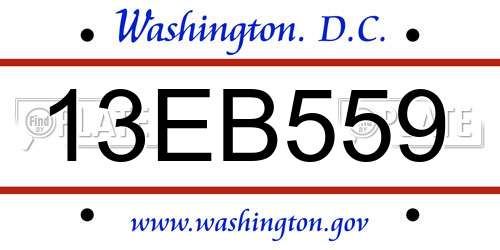 13EB559 District Of Columbia License Plate