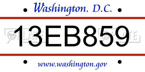 13EB859 District Of Columbia License Plate
