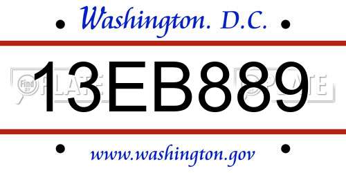 13EB889 District Of Columbia License Plate