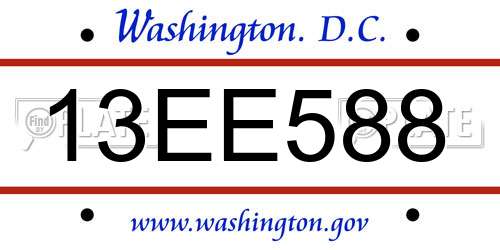 13EE588 District Of Columbia License Plate