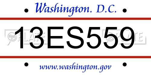 13ES559 District Of Columbia License Plate