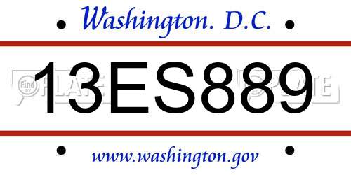 13ES889 District Of Columbia License Plate