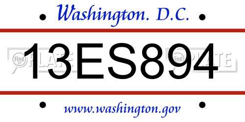 13ES894 District Of Columbia License Plate