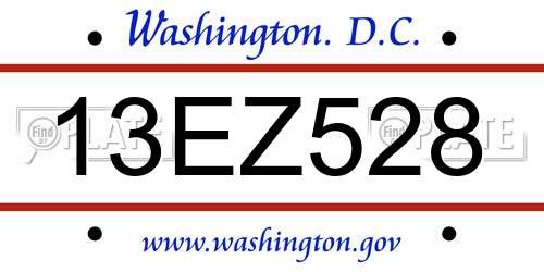 13EZ528 District Of Columbia License Plate