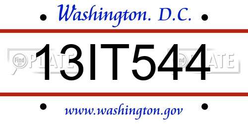13IT544 District Of Columbia License Plate