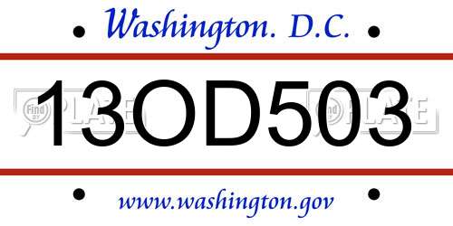 13OD503 District Of Columbia License Plate