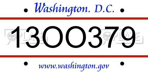 13OO379 District Of Columbia License Plate