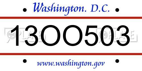 13OO503 District Of Columbia License Plate