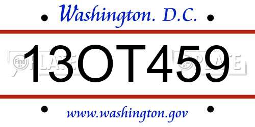 13OT459 District Of Columbia License Plate