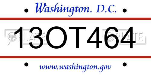 13OT464 District Of Columbia License Plate