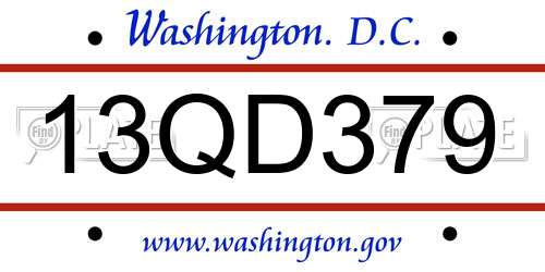 13QD379 District Of Columbia License Plate