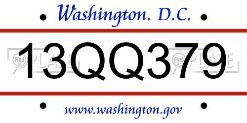 13QQ379 District Of Columbia License Plate