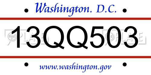 13QQ503 District Of Columbia License Plate