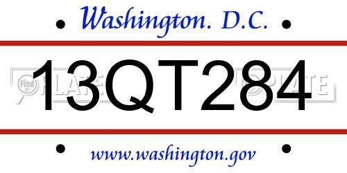 13QT284 District Of Columbia License Plate