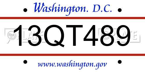 13QT489 District Of Columbia License Plate