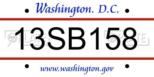 13SB158 District Of Columbia License Plate