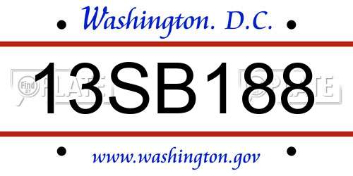 13SB188 District Of Columbia License Plate