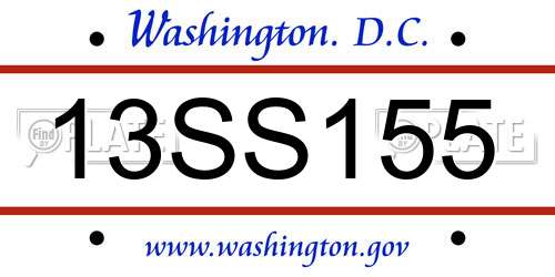 13SS155 District Of Columbia License Plate