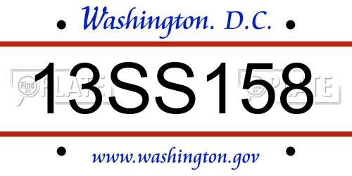 13SS158 District Of Columbia License Plate