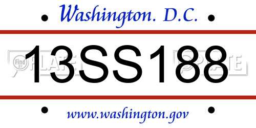13SS188 District Of Columbia License Plate