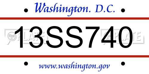 13SS740 District Of Columbia License Plate