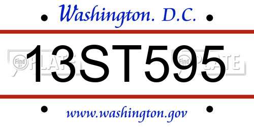 13ST595 District Of Columbia License Plate