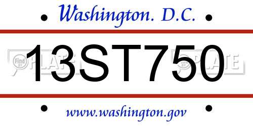 13ST750 District Of Columbia License Plate