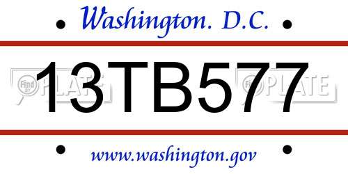 13TB577 District Of Columbia License Plate