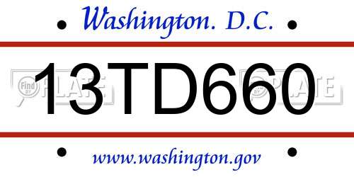 13TD660 District Of Columbia License Plate