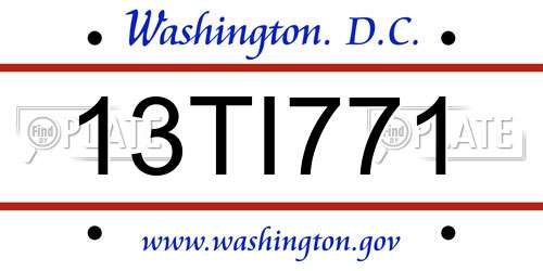 13TI771 District Of Columbia License Plate