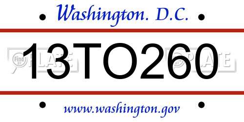 13TO260 District Of Columbia License Plate