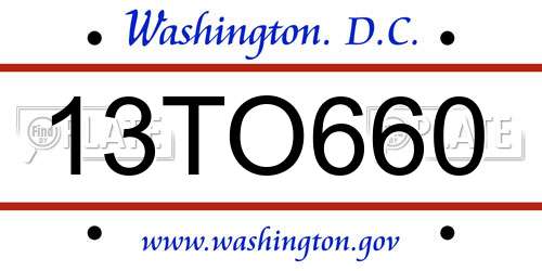 13TO660 District Of Columbia License Plate