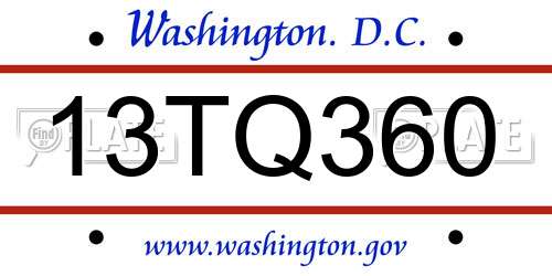 13TQ360 District Of Columbia License Plate