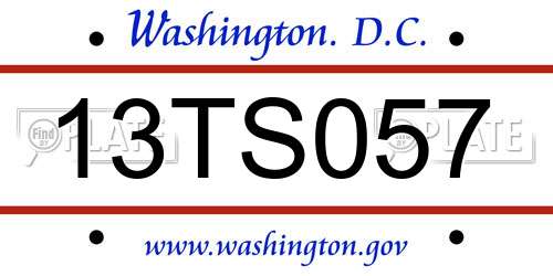 13TS057 District Of Columbia License Plate