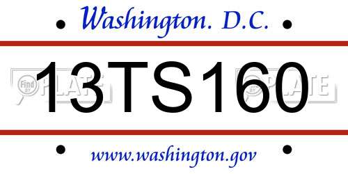 13TS160 District Of Columbia License Plate