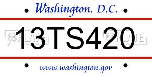 13TS420 District Of Columbia License Plate