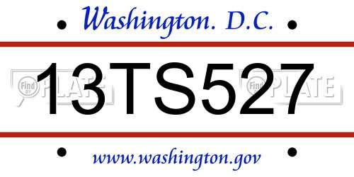 13TS527 District Of Columbia License Plate