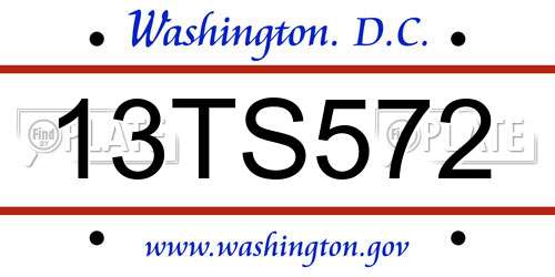 13TS572 District Of Columbia License Plate
