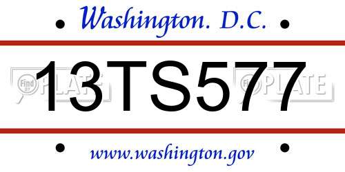 13TS577 District Of Columbia License Plate