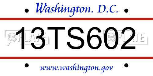 13TS602 District Of Columbia License Plate