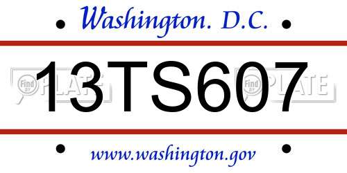 13TS607 District Of Columbia License Plate