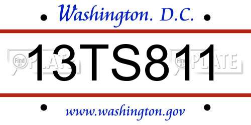 13TS811 District Of Columbia License Plate