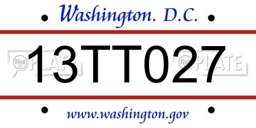 13TT027 District Of Columbia License Plate