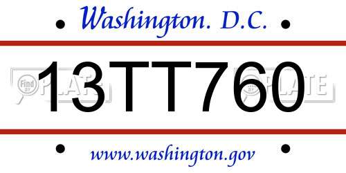 13TT760 District Of Columbia License Plate