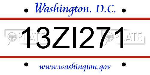13ZI271 District Of Columbia License Plate