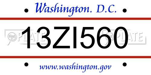 13ZI560 District Of Columbia License Plate